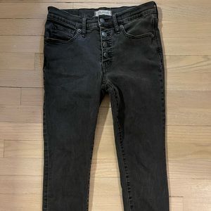 Madewell 9inch petite high rise skinny black jeans. Button fly